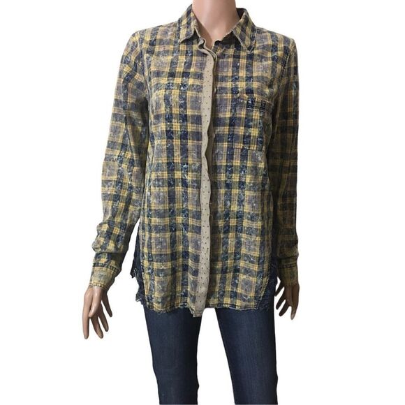 gimmicks by BKE Button Up Top with Lace Back - Picture 1 of 9
